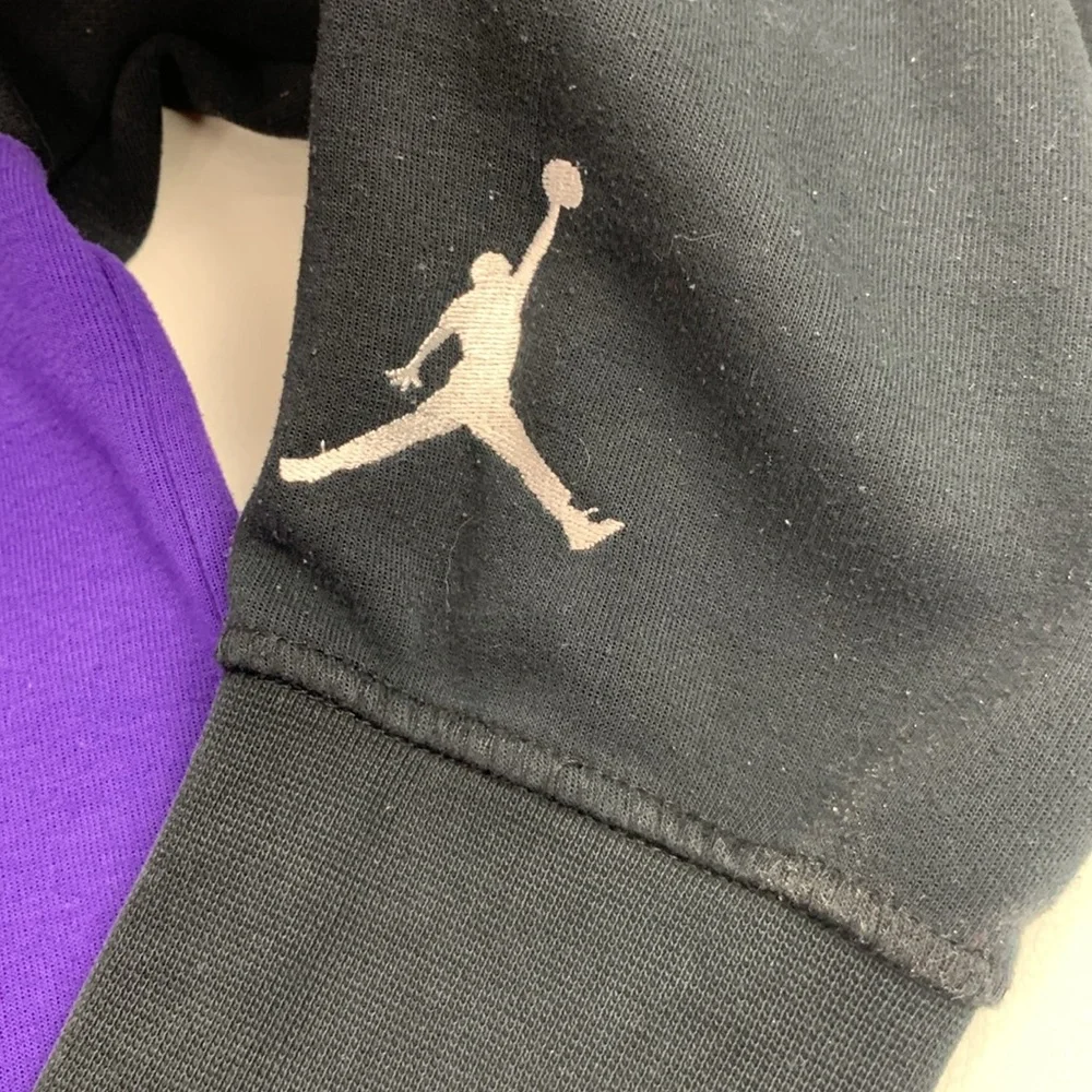 Vintage retro Jordan Black Hoodie Red Purple colors White logo Drawstring Medium